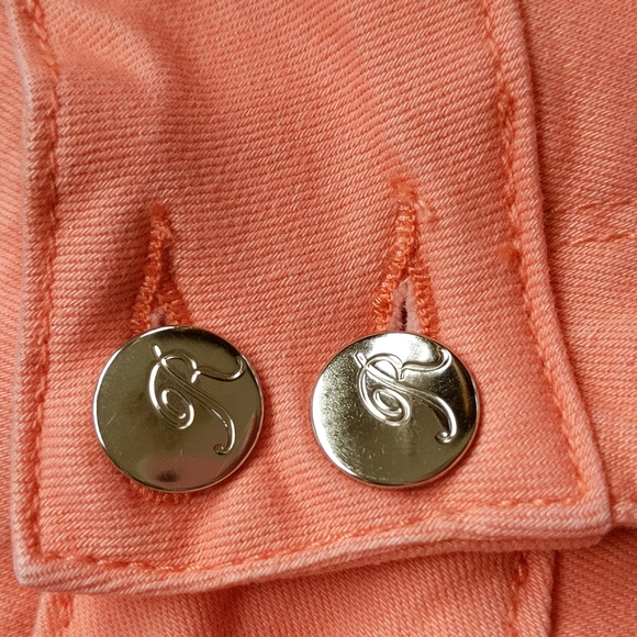 Royalty Double Button Ankle Cropped Pants 8 Orange Peach - Picture 10 of 16